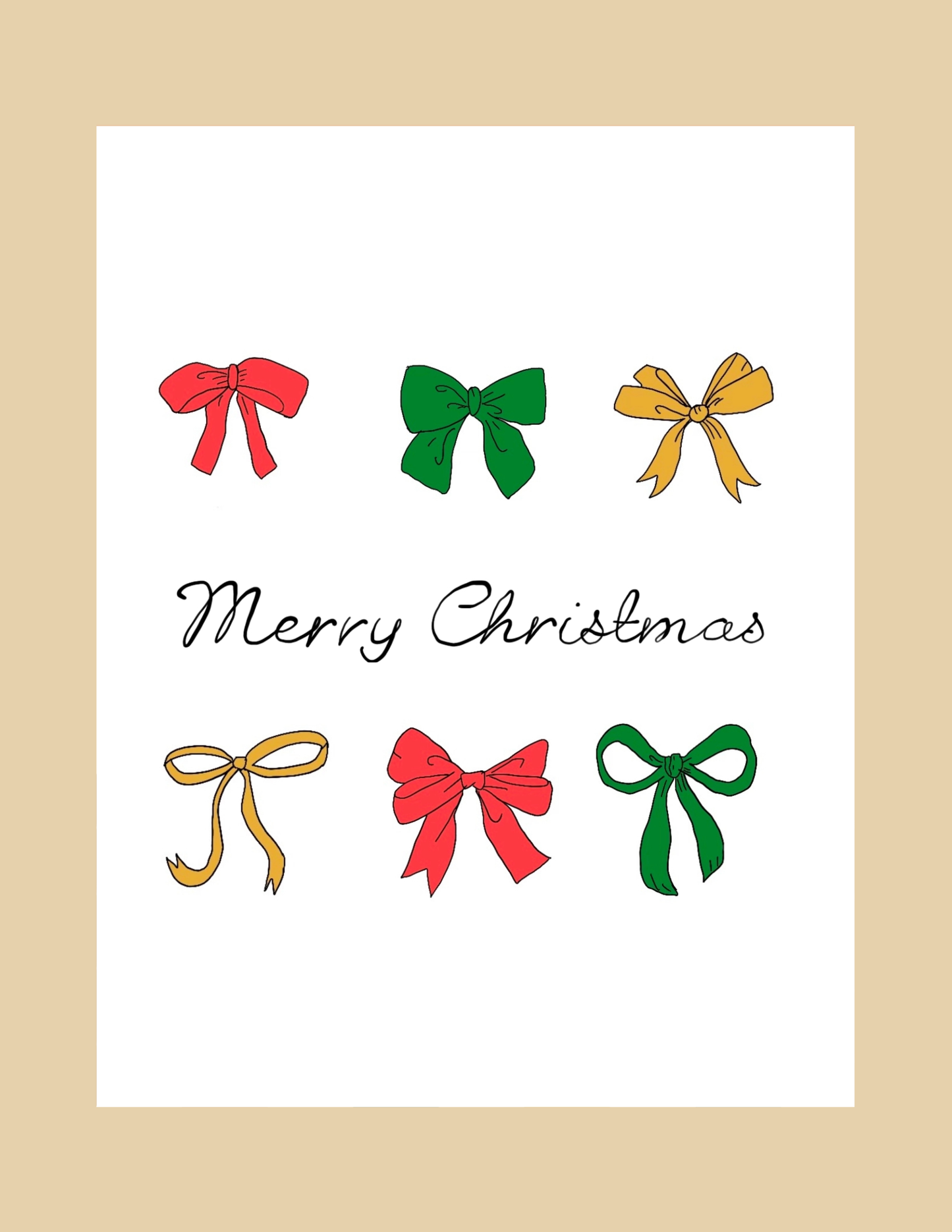 Greeting Card - Bows & Merry Christmas - by Carlyle Avenue