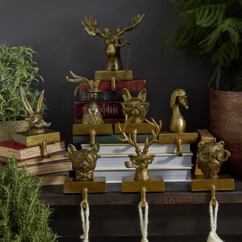 Antique Gold Animal Stocking Holders - Christmas Decor by Carlyle Avenue