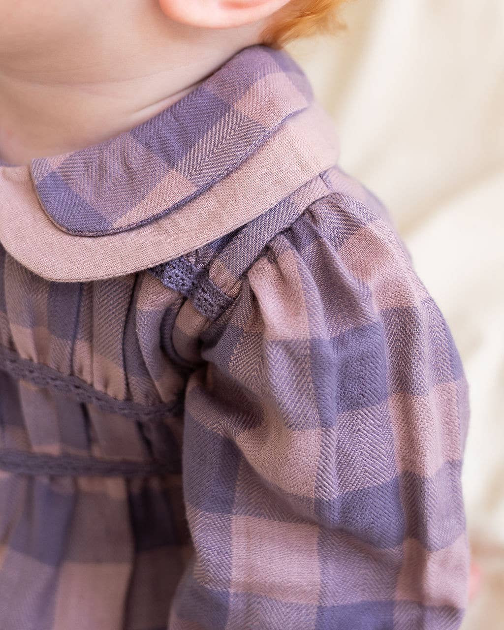 Smocked Peter Pan Gingham Baby Romper (Organic) - by Carlyle Avenue