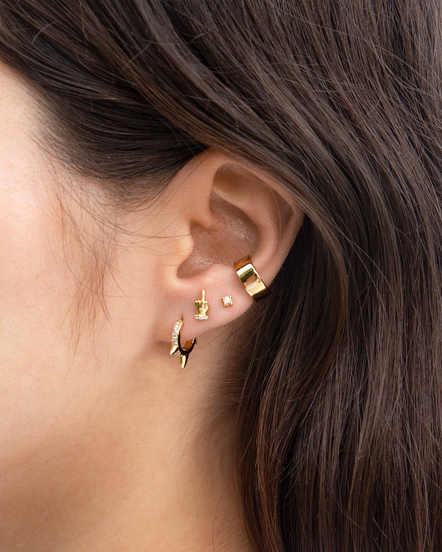 Frankie 14K Gold Pave Setting Huggie Earrings - by Carlyle Avenue