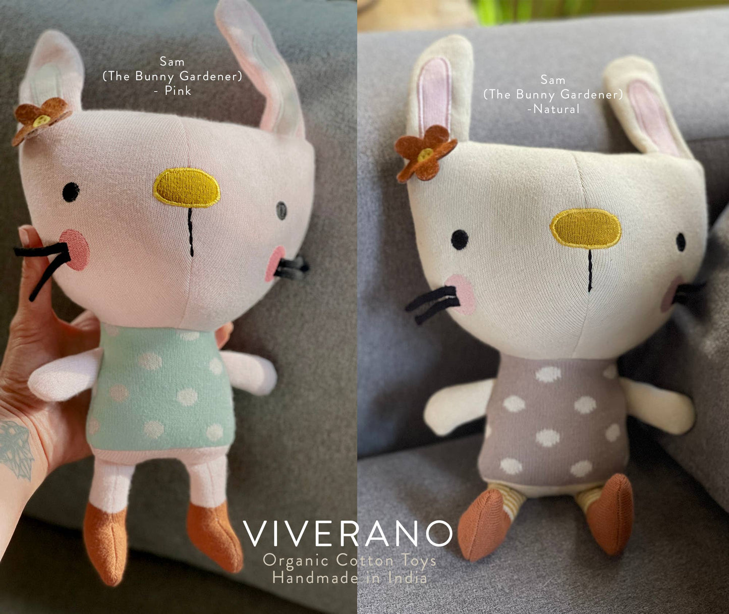 Sam Bunny Organic Cotton Stuffed Animal Baby Kid Toy - by Carlyle Avenue