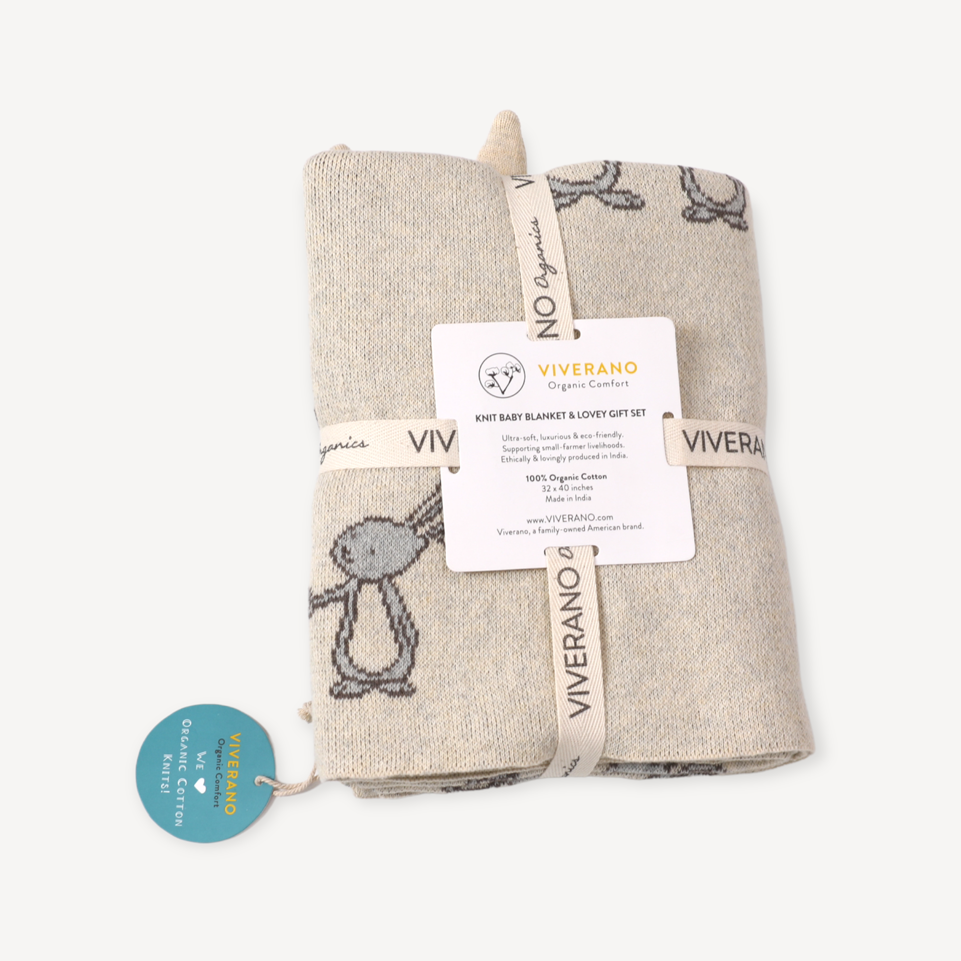 Bunny Mommy & Me Baby Knit Blanket & Lovey Gift SET -  by Carlyle Avenue