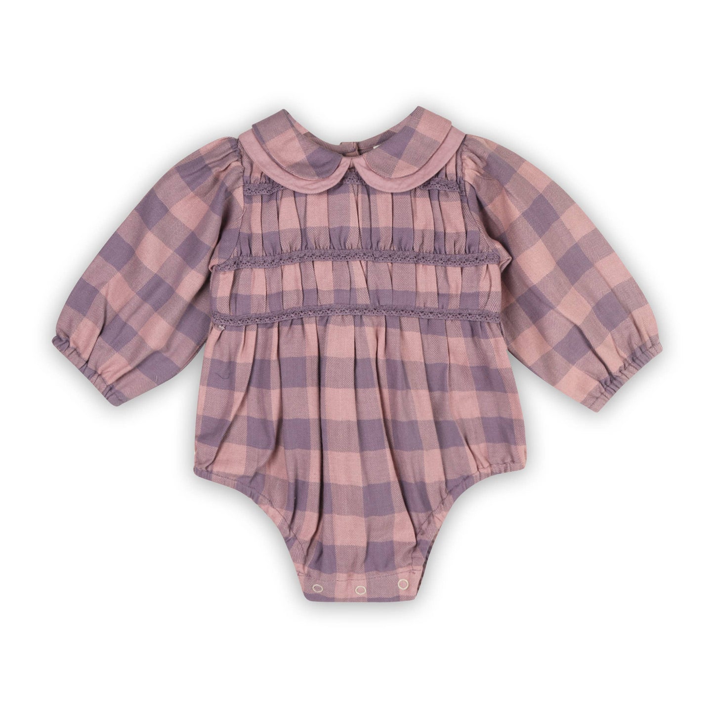 Smocked Peter Pan Gingham Baby Romper (Organic) - by Carlyle Avenue