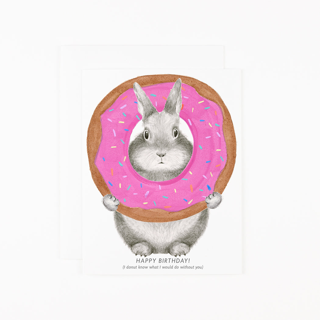 Bunny Donut Birthday Card - Greeting Cards by Carlyle Avenue