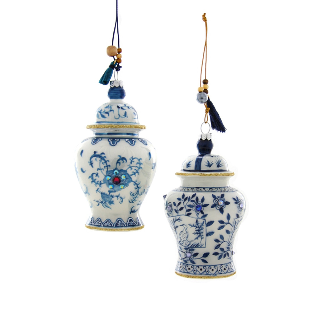 Set of 2 Asst Chinoiserie Jar Ornaments - Ornaments by Carlyle Avenue
