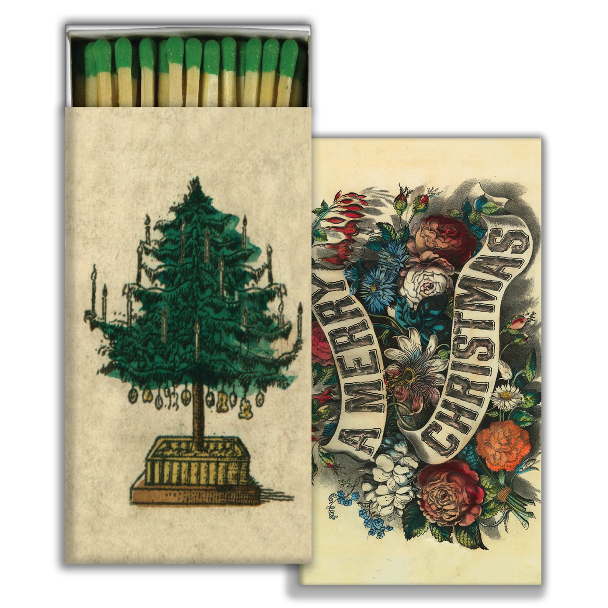 Matches - Holiday Tree & A Merry Christmas - Green - CARLYLE AVENUE