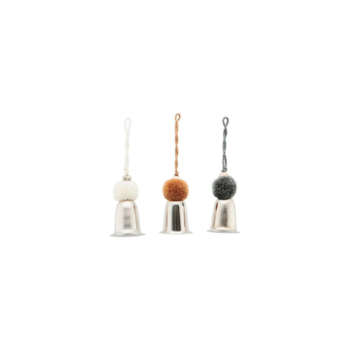 Assorted Bell Ornaments w/Pom Poms - Set of 3 - Ornaments by Carlyle Avenue