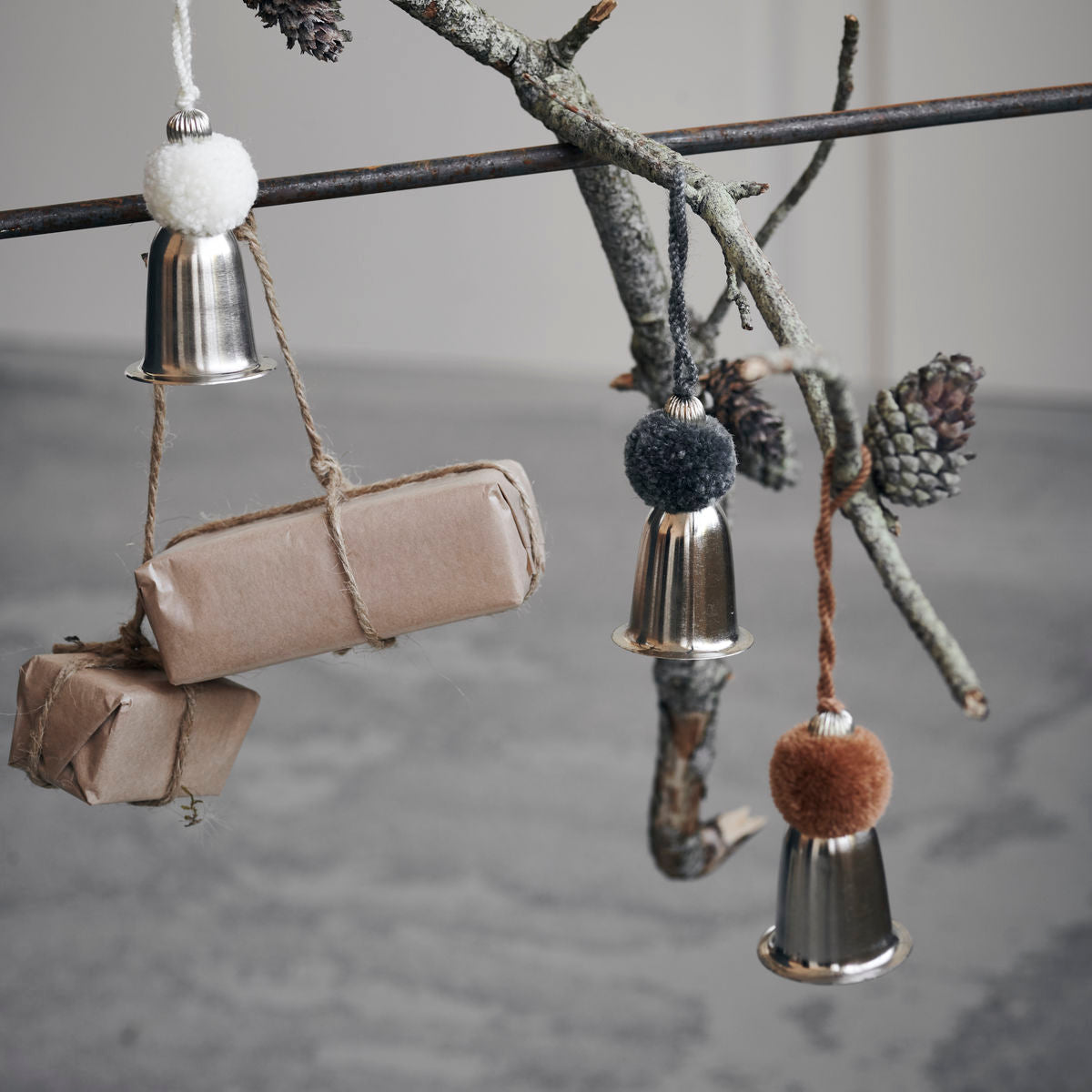 Assorted Bell Ornaments w/Pom Poms - Set of 3 - Ornaments by Carlyle Avenue