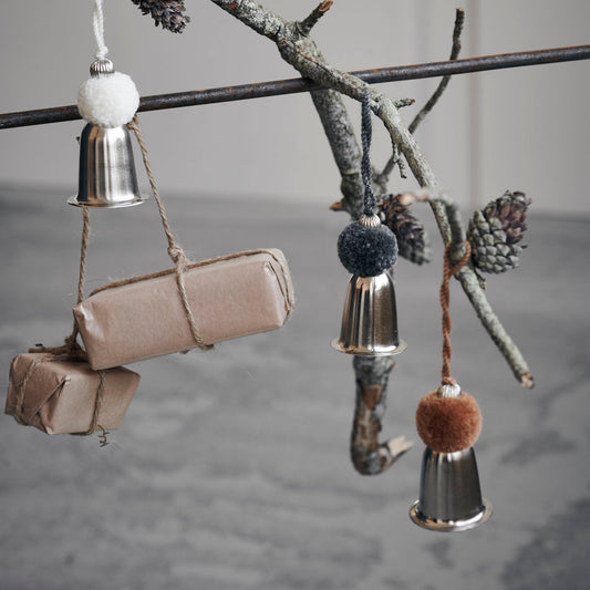 Assorted Bell Ornaments w/Pom Poms - Set of 3 - Ornaments by Carlyle Avenue