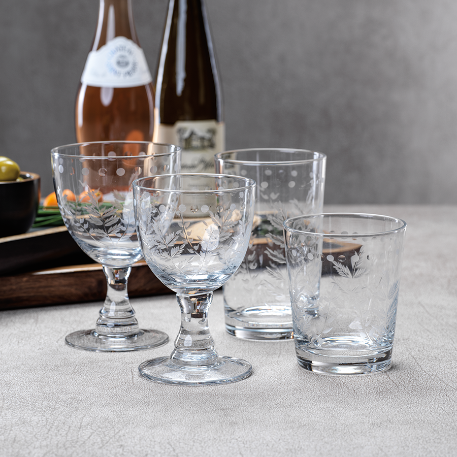 Spring Leaves Glassware - Set of 4 - Drinkware by Carlyle Avenue