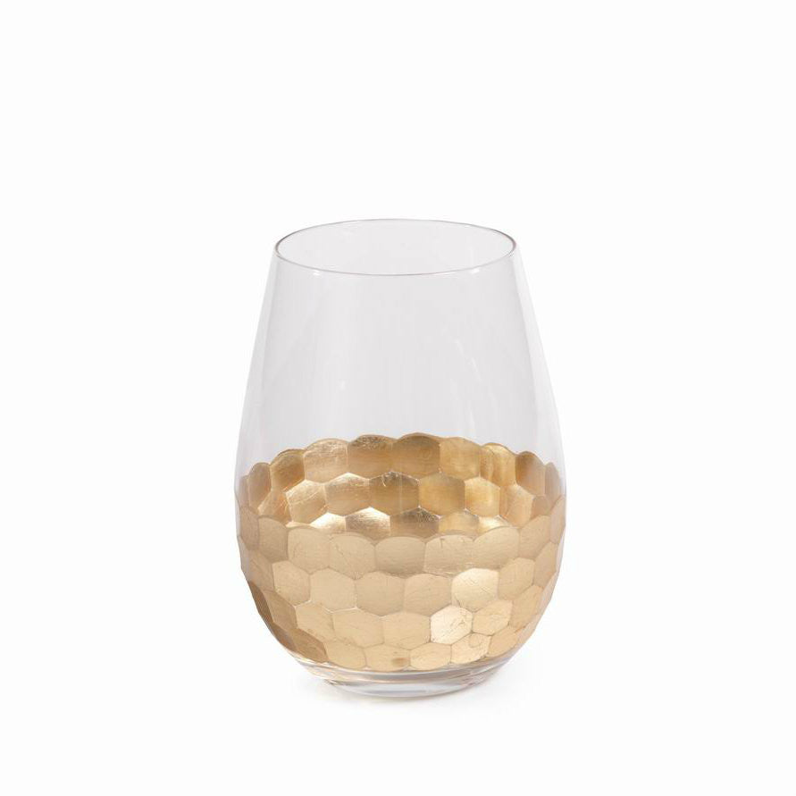 Stemless Glass w/ Gold Leaf - Gold - Set of 6 - Drinkware by Carlyle Avenue