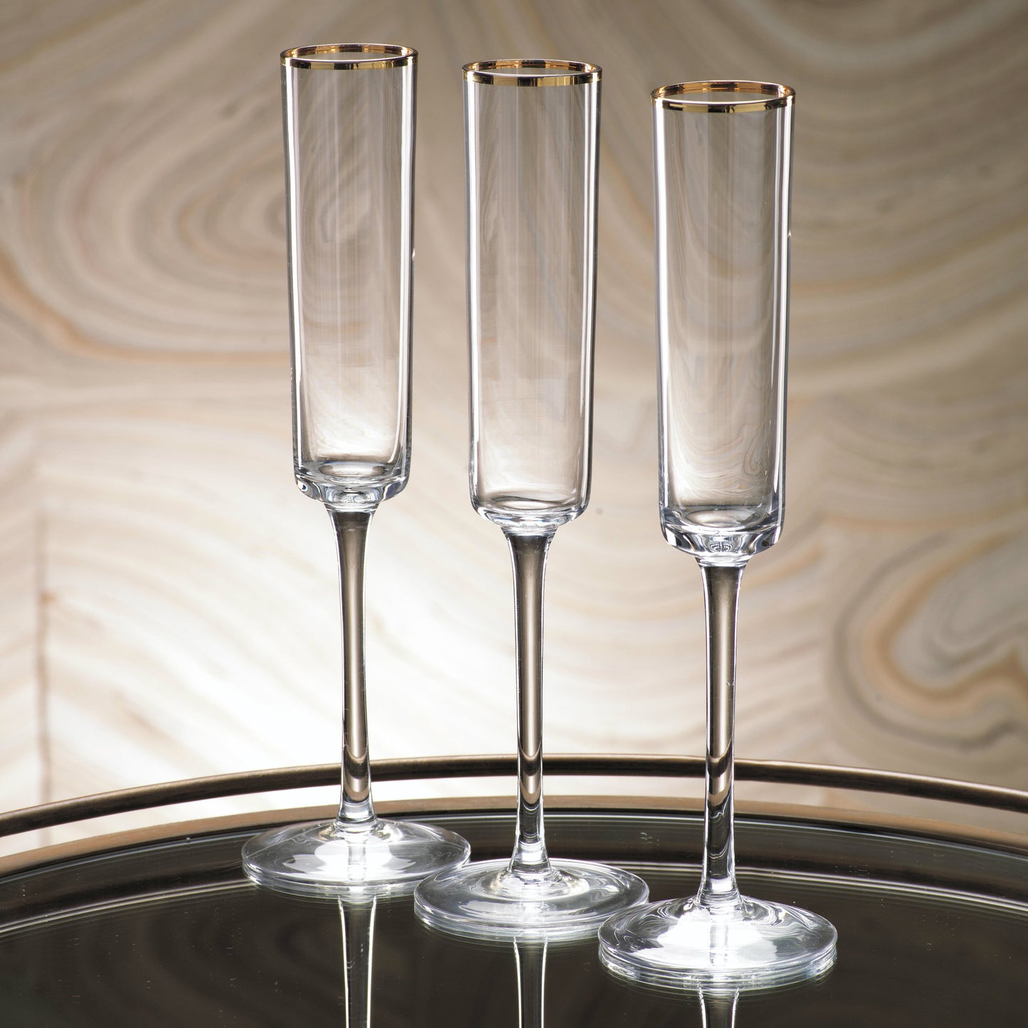 Tall Flutes with Gold Rim - Set of 6 - Stemware by Carlyle Avenue