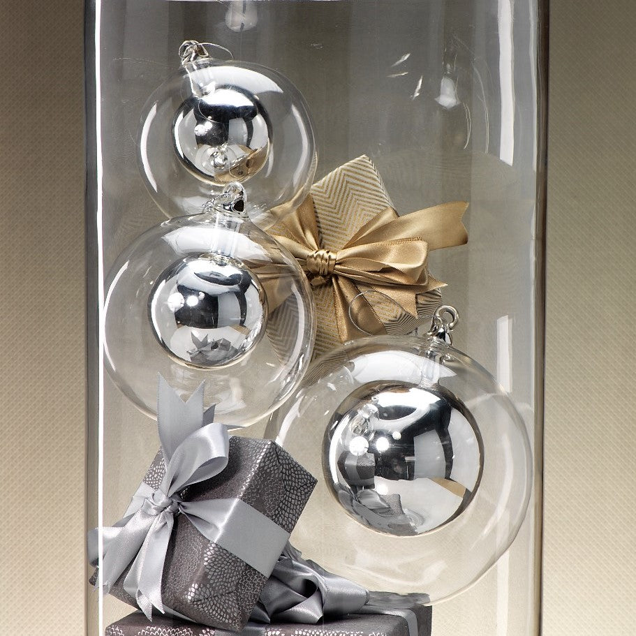 Double Glass Ball Ornament - Silver - Ornaments by Carlyle Avenue