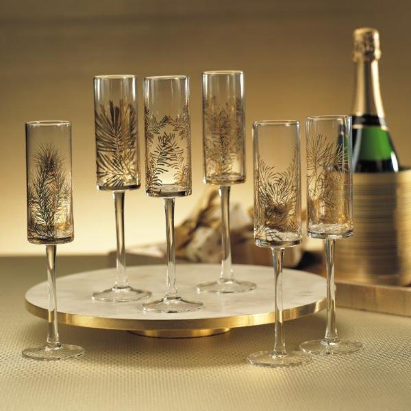 Golden Fir Celebration Flutes - Set of 6 - Drinkware by Carlyle Avenue