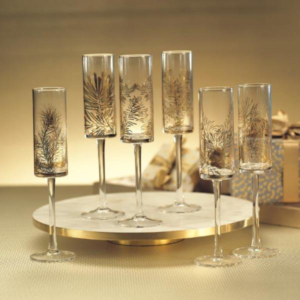 Golden Fir Celebration Flutes - Set of 6 - Drinkware by Carlyle Avenue