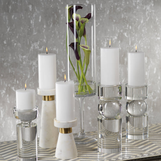 Rialto Clear Crystal Pillar Holder - Candle Holders by Carlyle Avenue