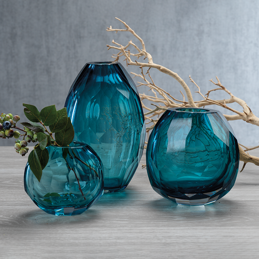 Maya Hand Cut Glass Vases - Vases by Carlyle Avenue