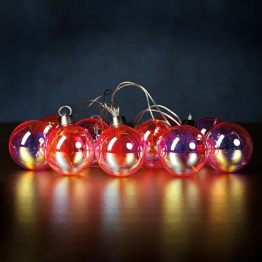 Set of 10 Rainbow LED String Lights in Box - Pink Rainbow - Christmas Decor by Carlyle Avenue