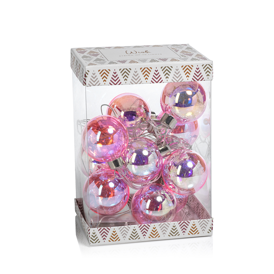 Set of 10 Rainbow LED String Lights in Box - Pink Rainbow - Christmas Decor by Carlyle Avenue