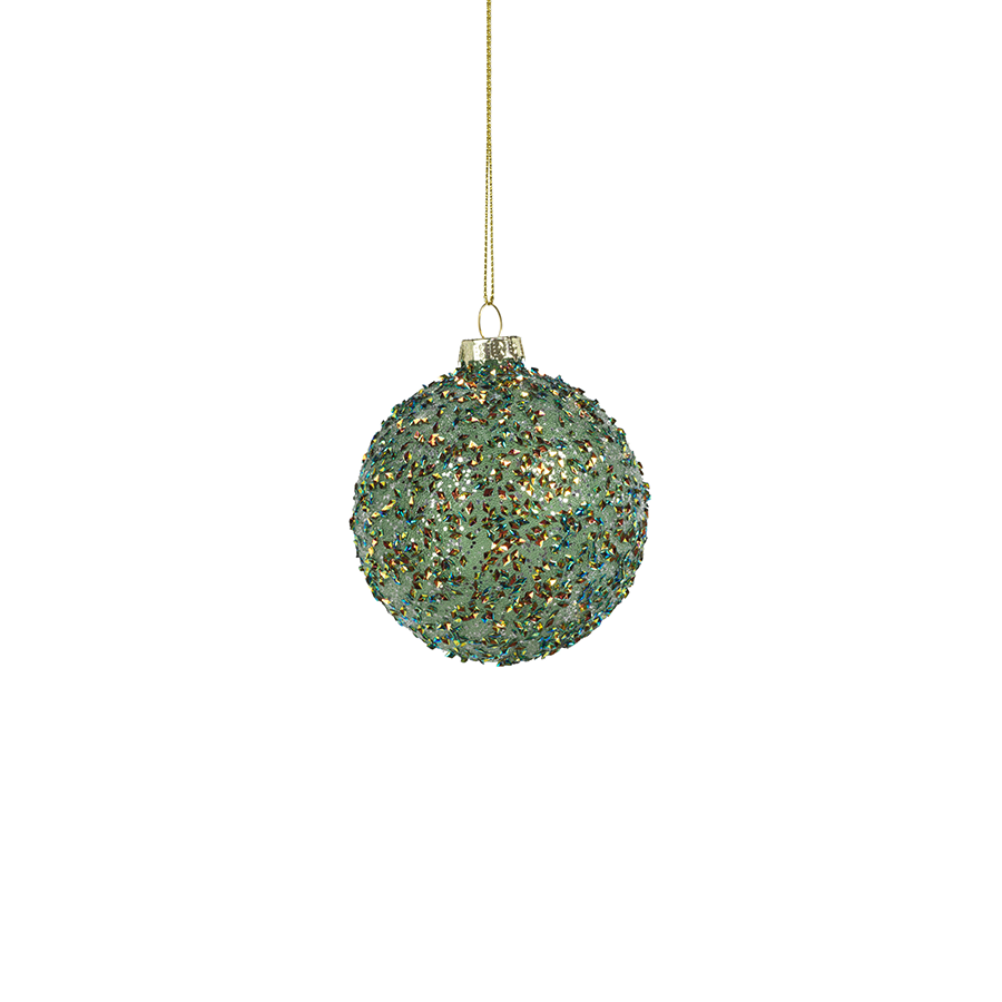 Beaded Glass Ball Ornament - Green - Ornaments by Carlyle Avenue