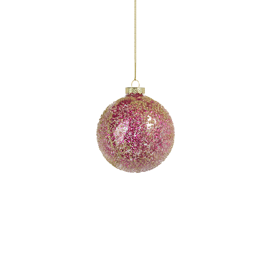 Glitter Glass Ball Ornament - Fuschia & Gold - Ornaments by Carlyle Avenue
