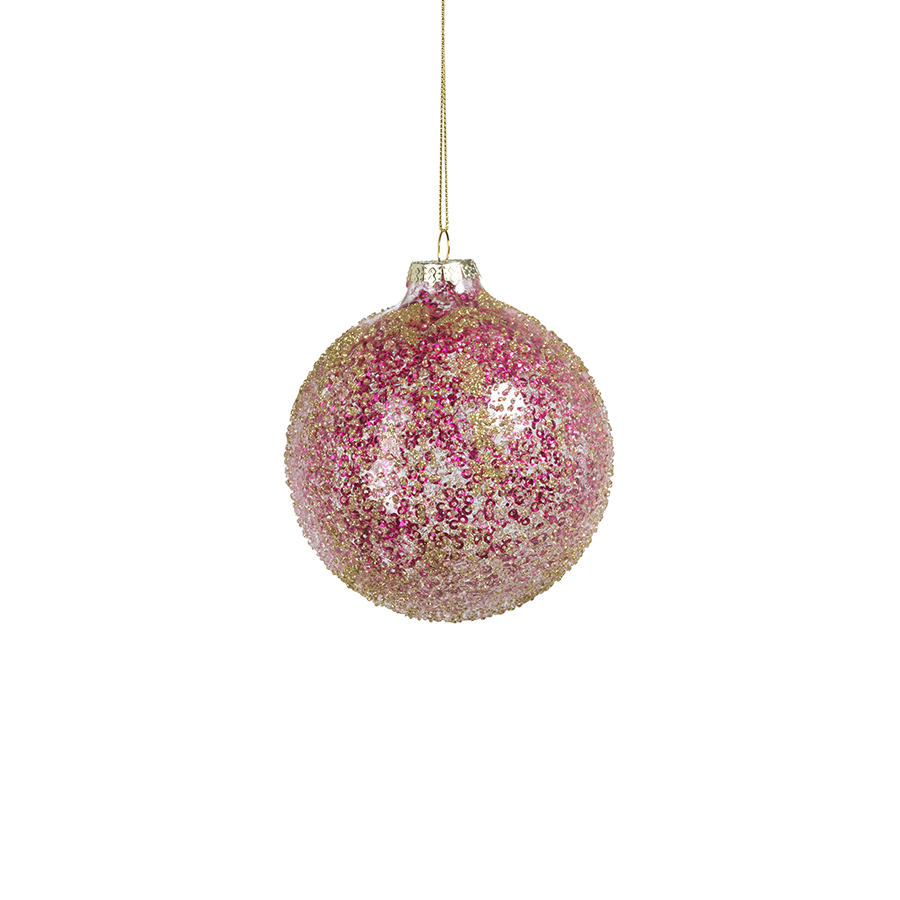 Glitter Glass Ball Ornament - Fuschia & Gold - Ornaments by Carlyle Avenue