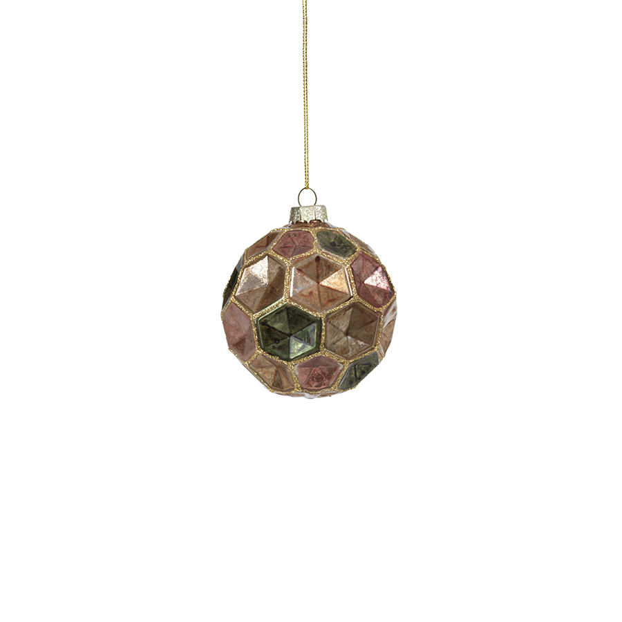 Dimpled Multicolored Ball Ornament - Gold w/Autumn Jewel Tones - Ornaments by Carlyle Avenue