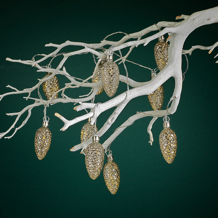 Set of 10 Pinecone LED String Lights in Gift Box - Silver - Lighting by Carlyle Avenue