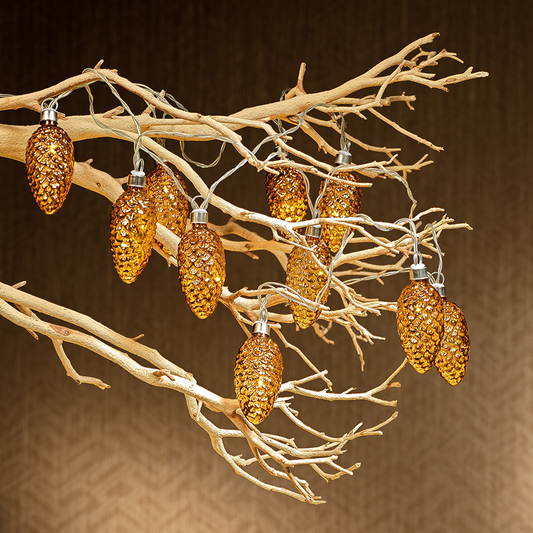 Set of 10 Pinecone LED String Lights in Gift Box - Gold - Lighting by Carlyle Avenue
