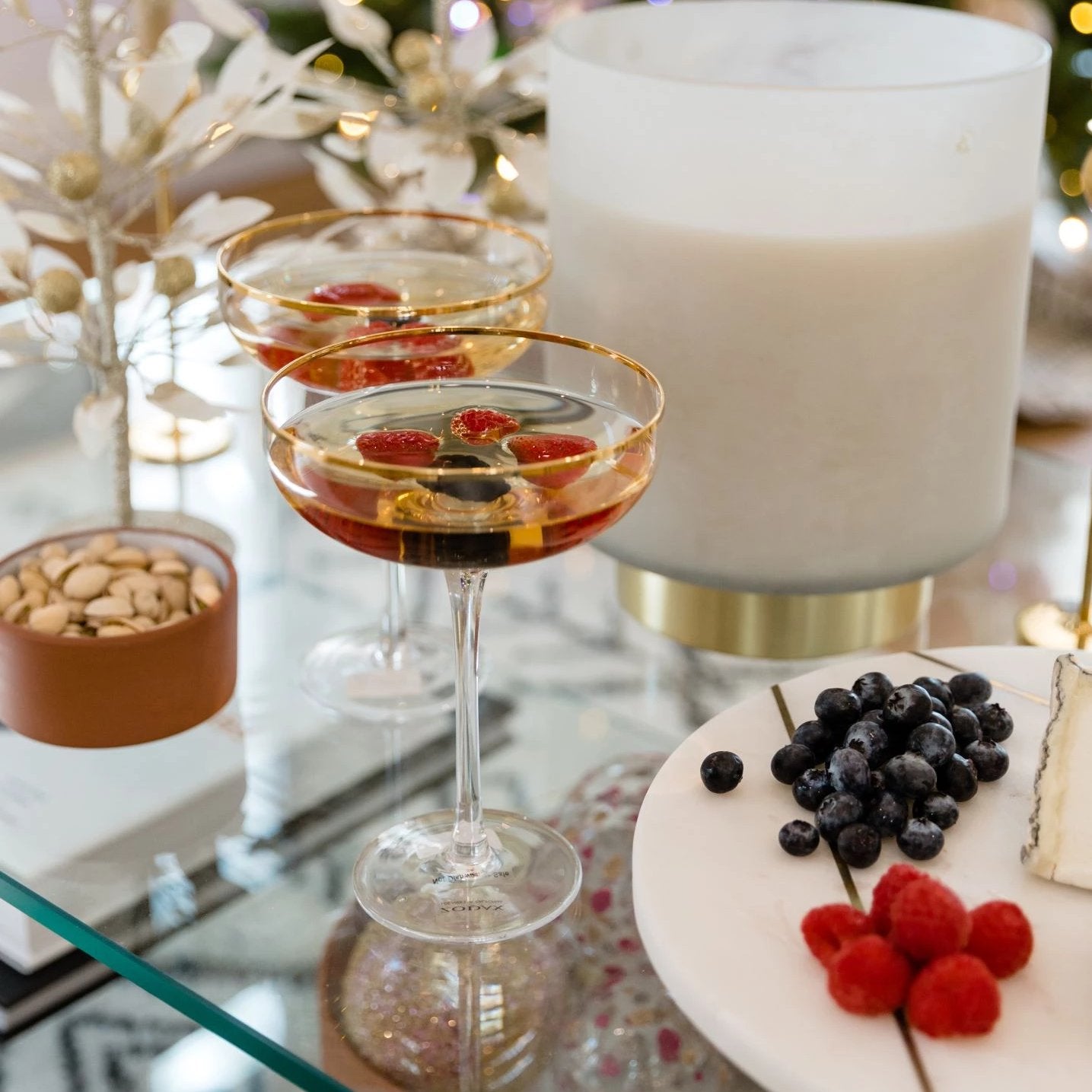 Martini Glass/Serving Bowl with Gold Rim - s/4 - Drinkware by Carlyle Avenue