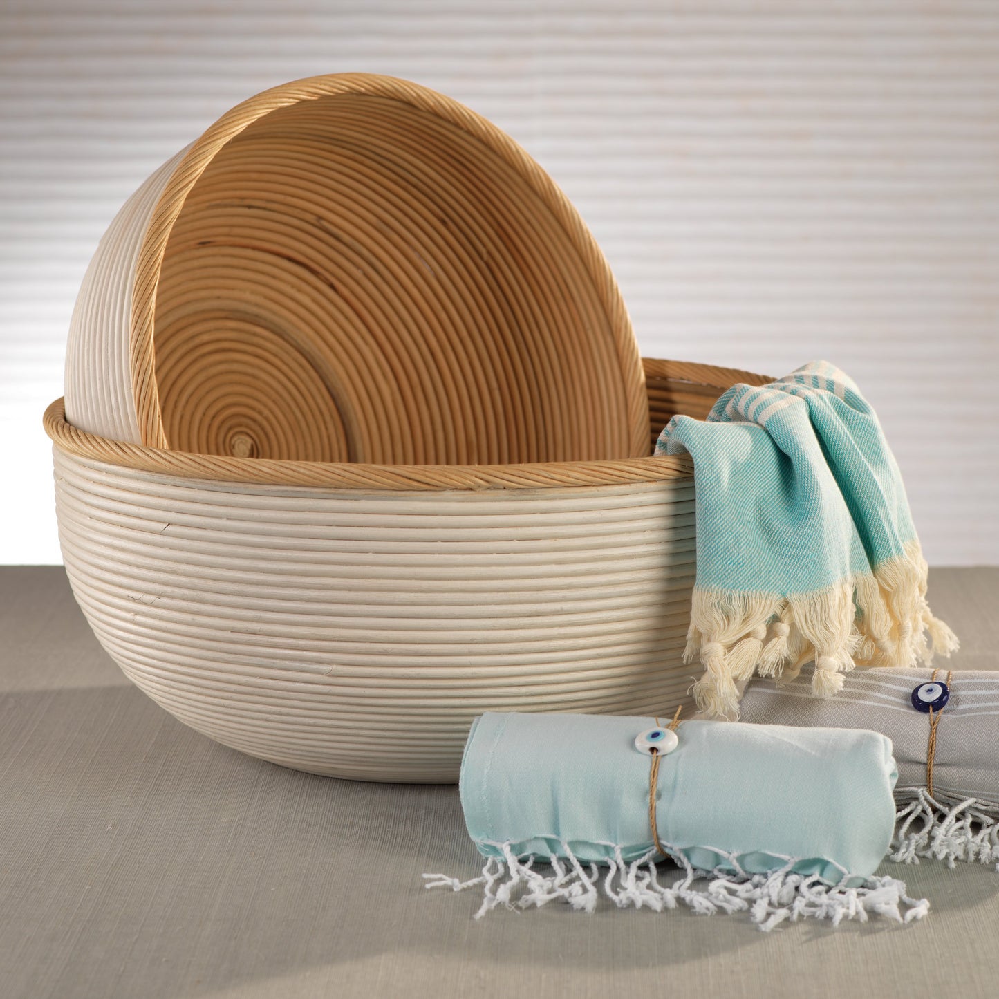 Santo Set of 2 Rattan Bowls - Baskets by Carlyle Avenue
