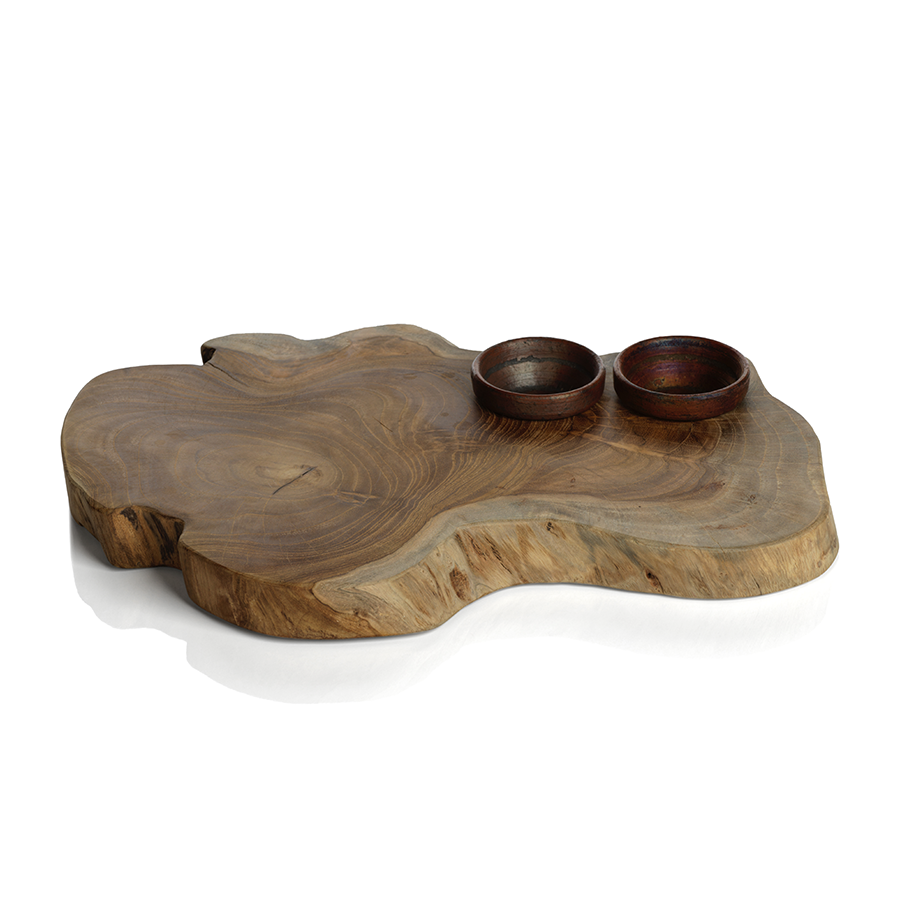 Bali Teak Root Serving Board w/Condiment Bowls - Tray by Carlyle Avenue