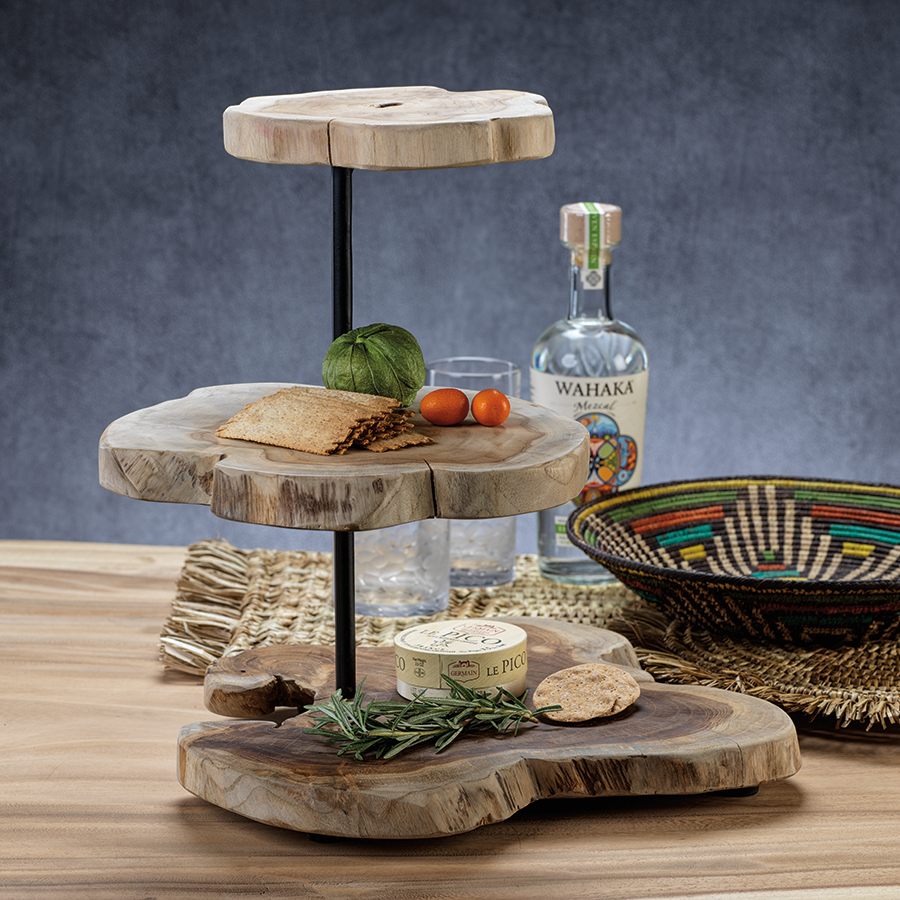 Bali Teak Root Three Level Serving Tray - Tray by Carlyle Avenue