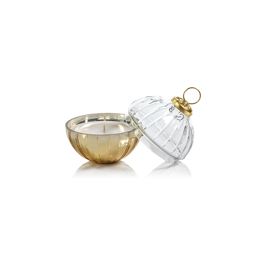Etched Glass Ball Candle - Clear/Gold - Candles by Carlyle Avenue