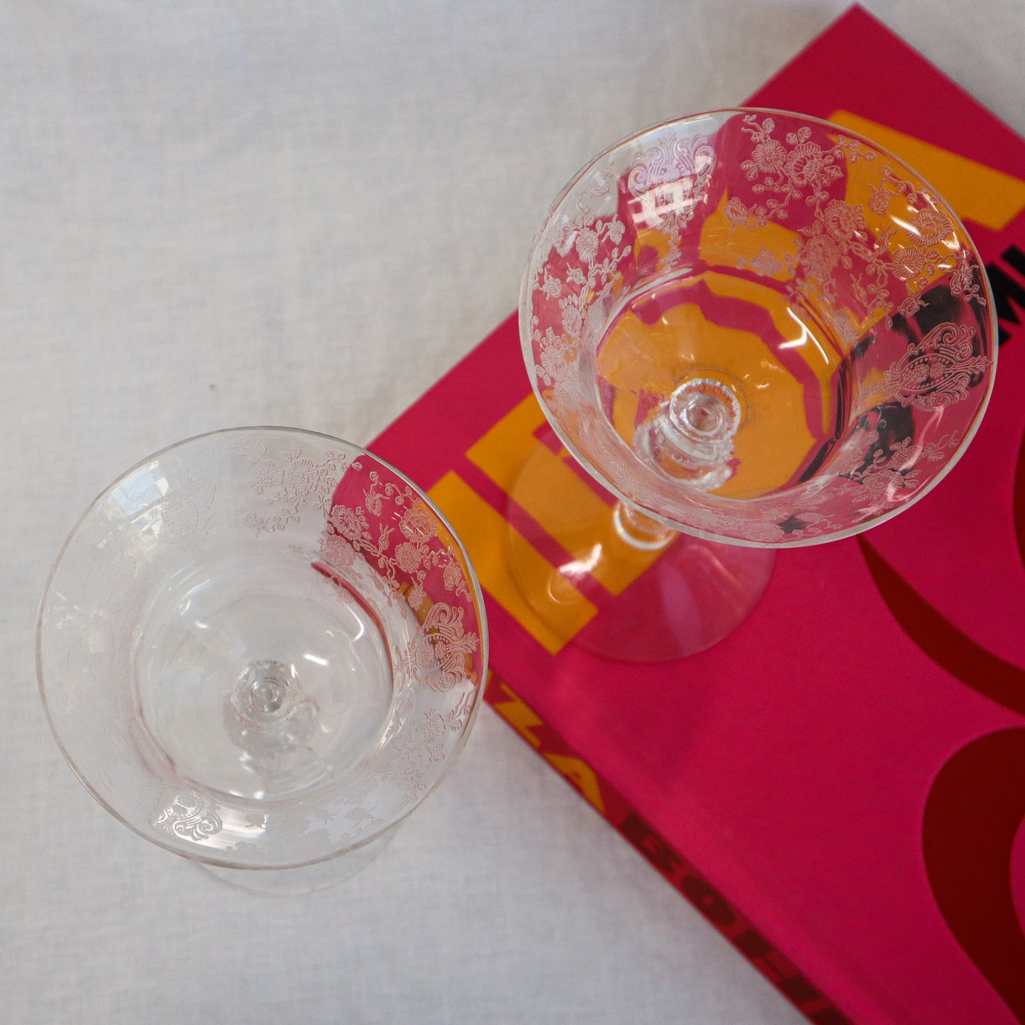 Vintage Etched Crystal Stemware - Set of 2 - Glassware by Carlyle Avenue