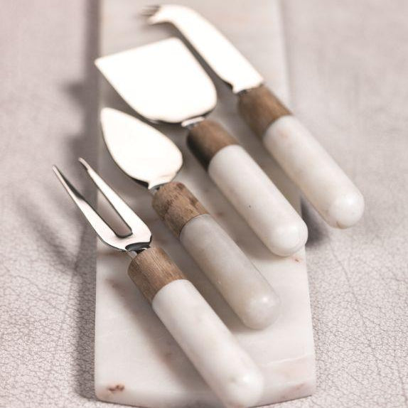 Marble and Wood Cheese Tool Set - Kitchenware by Carlyle Avenue