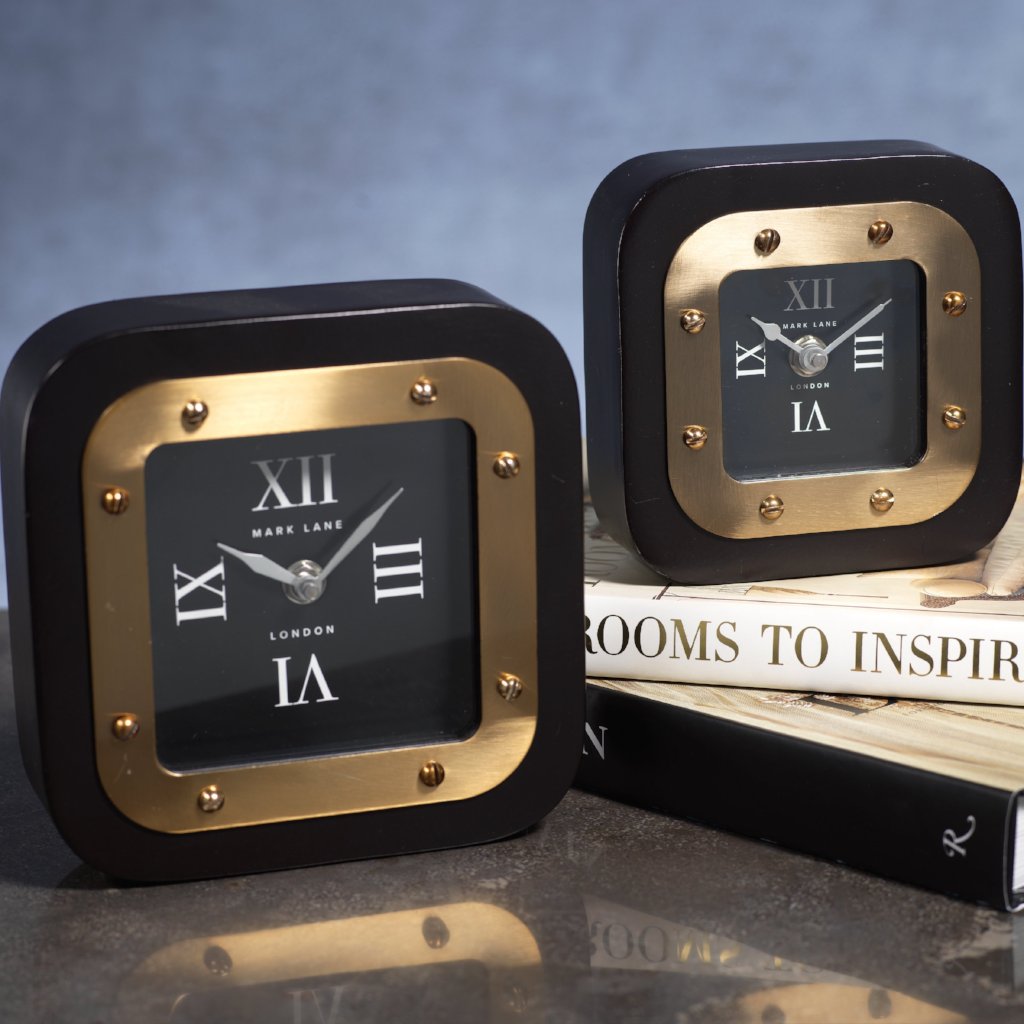 Mark Lane Table Clock - Black w/Gold - Clocks by Carlyle Avenue