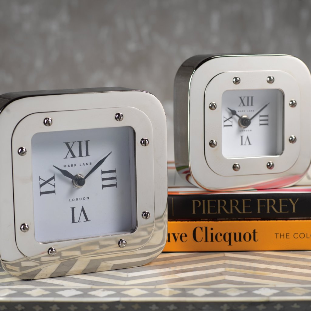 Mark Lane Table Clock - Nickel - Clocks by Carlyle Avenue