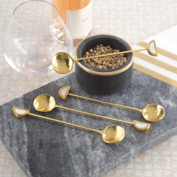Fez Small Tea Spoons - 1 Set - Gold & White - Tableware by Carlyle Avenue