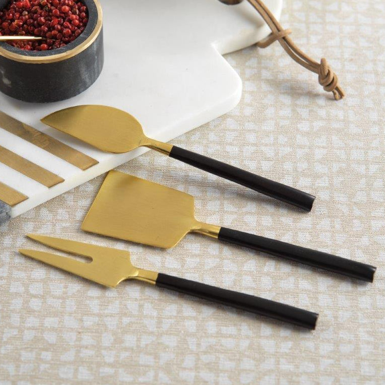 Maxfield Cheese Set - Matte Black & Gold - Cheese Knives by Carlyle Avenue
