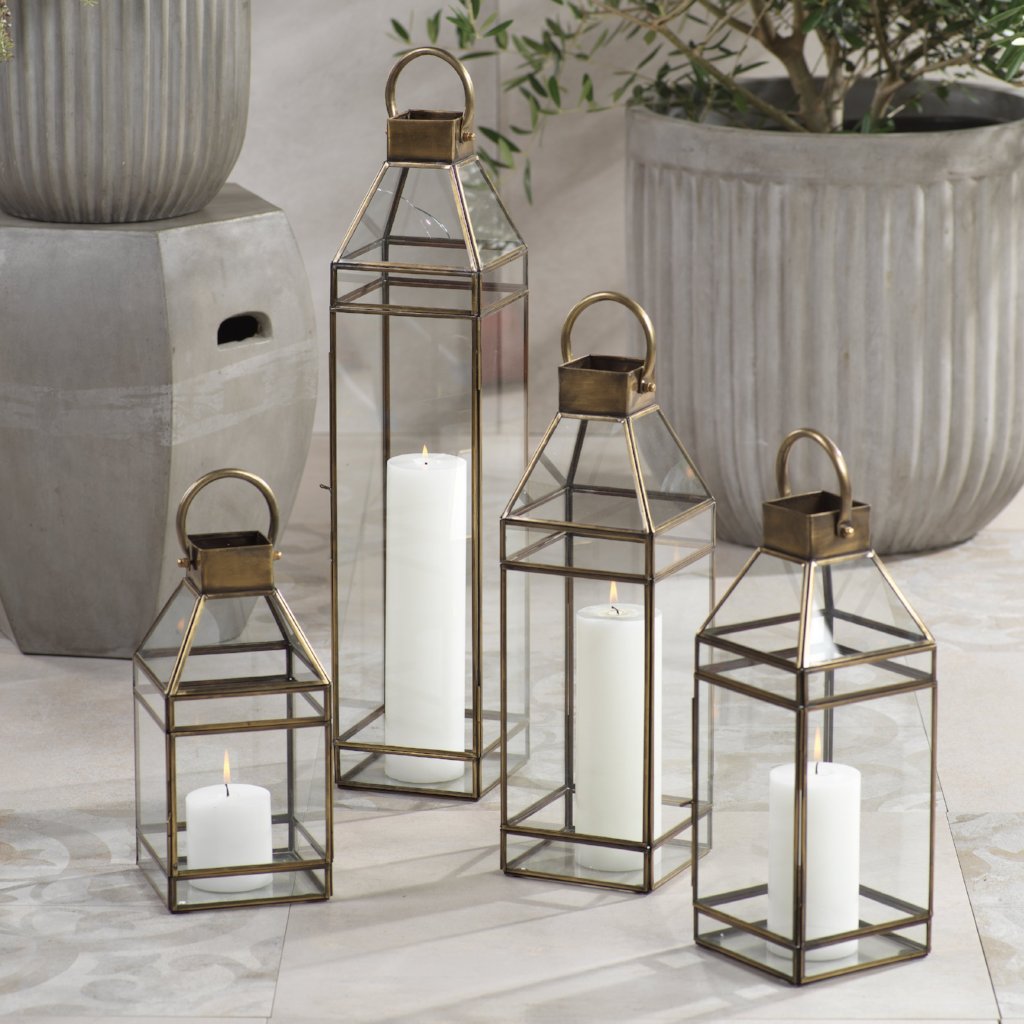 Medici Antique Brass Lantern - Candle Holders by Carlyle Avenue