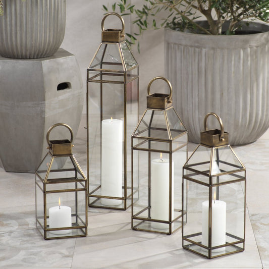 Medici Antique Brass Lantern - Candle Holders by Carlyle Avenue