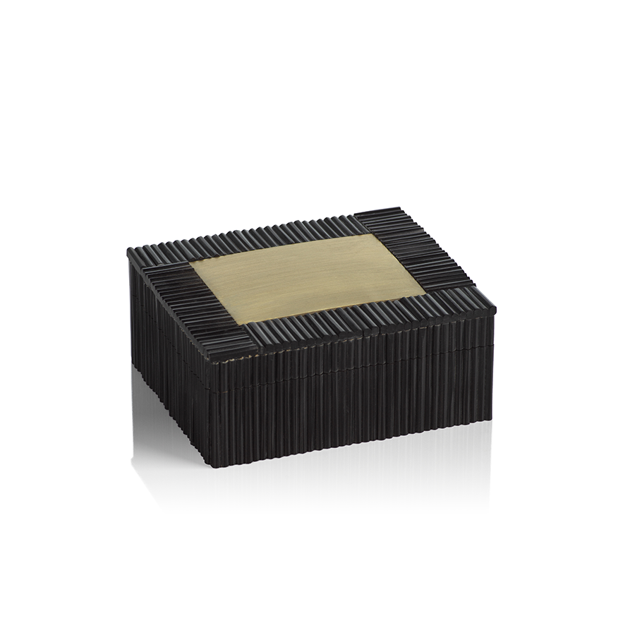 Black Resin Inlaid Box with Brass - Decorative Accessories by Carlyle Avenue