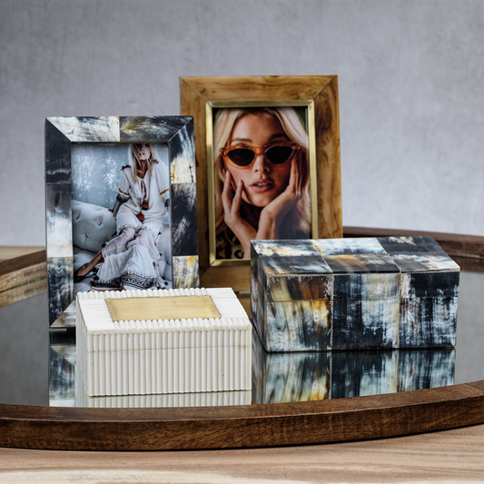 Horn Photo Frame with Brass Accent - Picture Frames by Carlyle Avenue