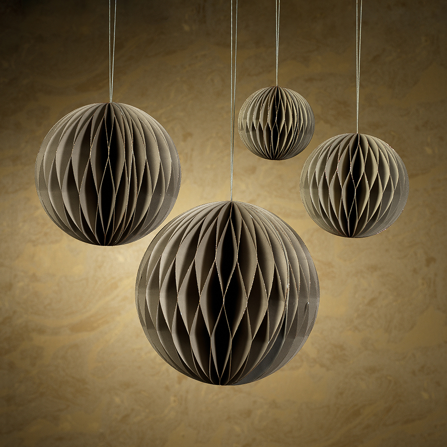 Wish Paper Decorative Tree & Ornaments - Taupe & Rose Gold - Christmas Decor by Carlyle Avenue