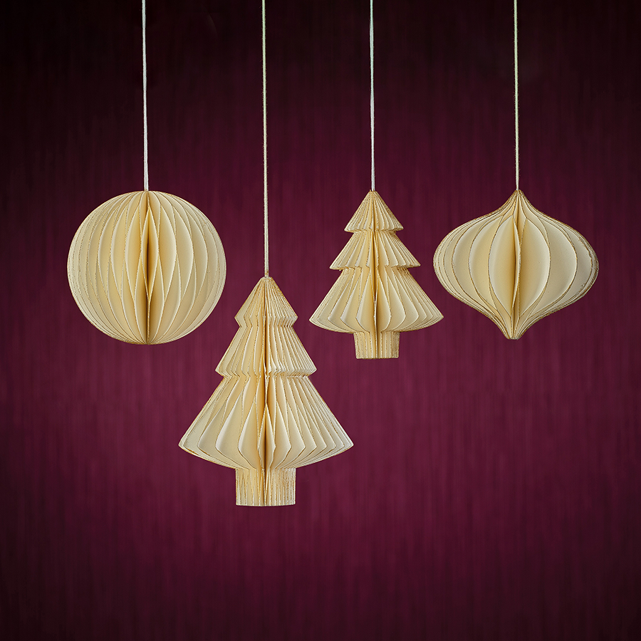 Wish Paper Decorative Ornaments - Ivory w/Gold Glitter - Christmas Decor by Carlyle Avenue