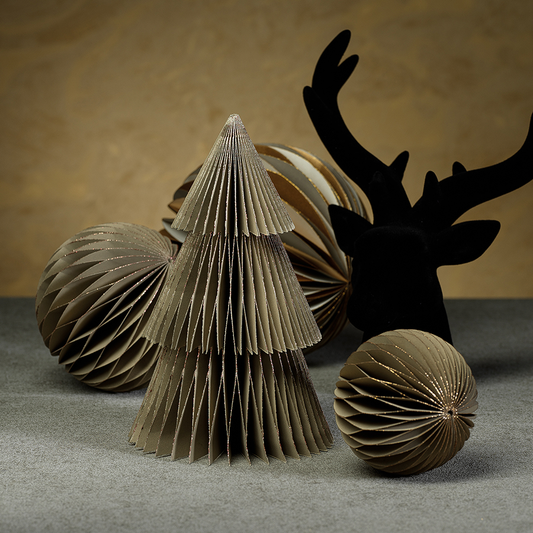 Wish Paper Decorative Tree & Ornaments - Taupe & Rose Gold - Christmas Decor by Carlyle Avenue