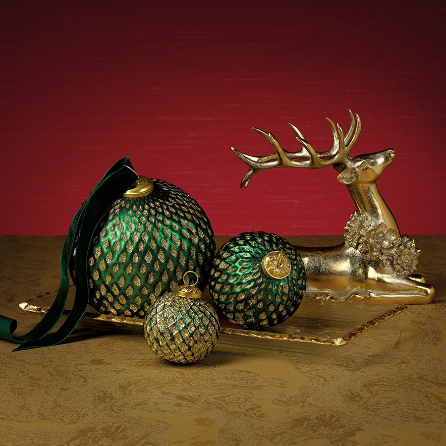 Beehive Glass Ornament - Green w/Gold Glitter - Ornaments by Carlyle Avenue