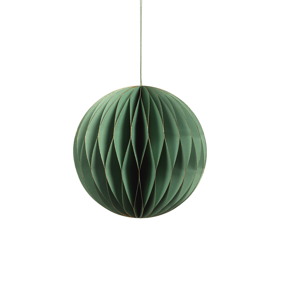 Wish Paper Decorative Ornaments - Green w/Gold Glitter - Christmas Decor by Carlyle Avenue