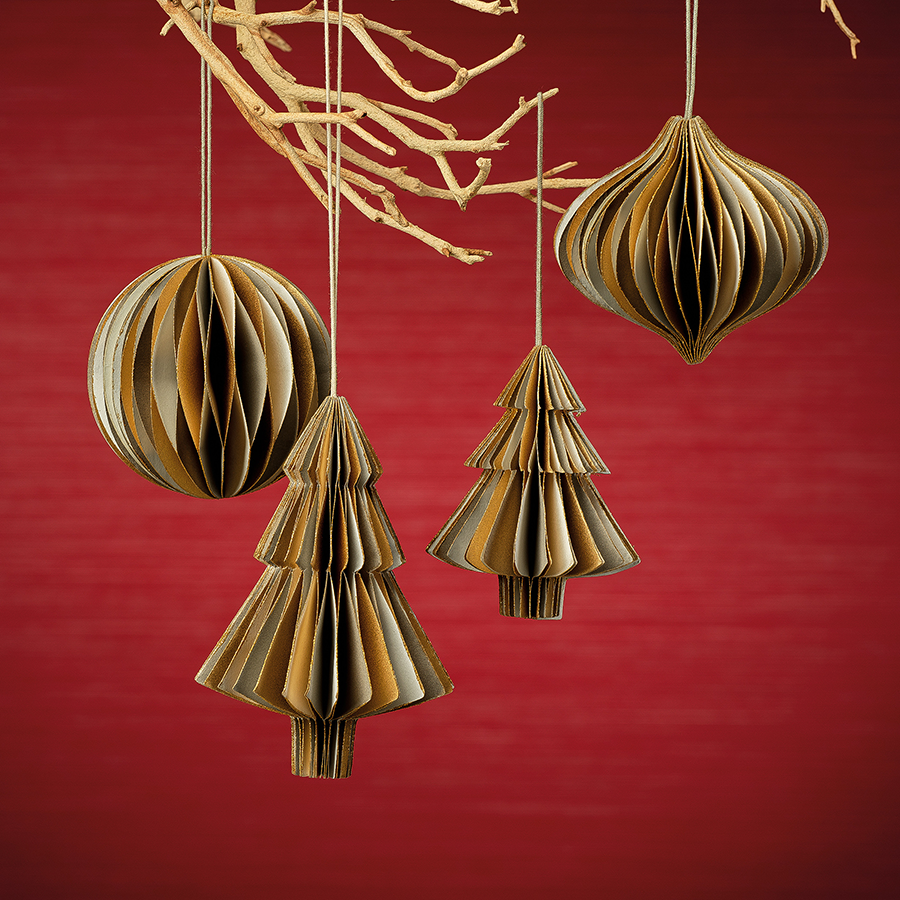 Wish Paper Decorative Ornaments - Off-White & Gold - Christmas Decor by Carlyle Avenue